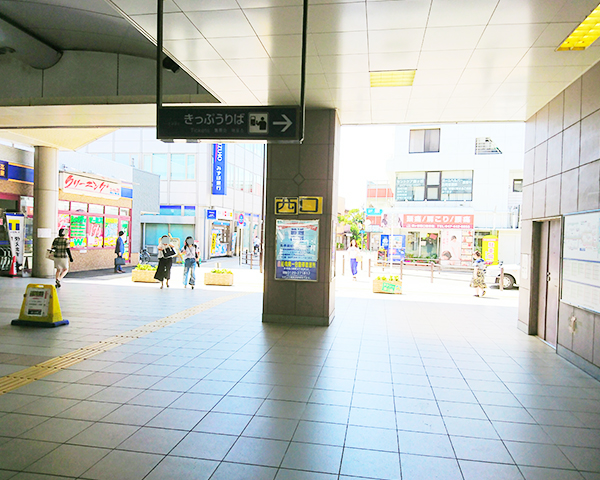 鎌ヶ谷駅改札を右に向いた方向の図